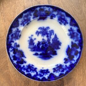 Antique 1839-1846 Flow Blue & White Plate. J & G Alcock SCINDE Pattern. 8.25"